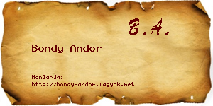 Bondy Andor névjegykártya