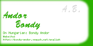 andor bondy business card